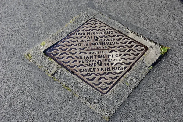 Prestatyn Jun 2022 Manhole Cover Which Manufactured Stanton Plc — Fotografia de Stock