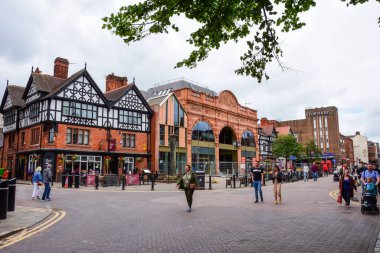Chester, UK: Jul 3, 2022: A general street scene at the junction of Northgate Street and Princess Street