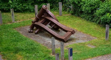 Chester, UK: Jul 3, 2022: A replica English Civil War cannon at Morgans Mount on the Chester city walls.