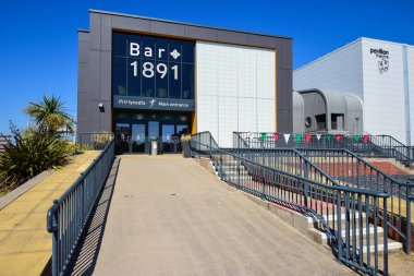 Rhyl, UK: Aug 11, 2022: The 1891 Restaurant and Bar is located in the Pavilion Theatre complex on the promenade