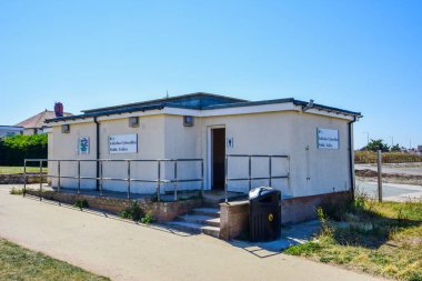 Rhyl, UK: Aug 11, 2022: A typical British seaside public toilet block