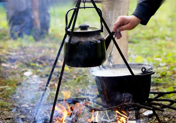 Food on a fire. — Stock Photo, Image