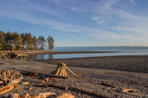 Tarde Calma Jordan River Beach Vancouver Island Colúmbia Britânica — Fotografia de Stock