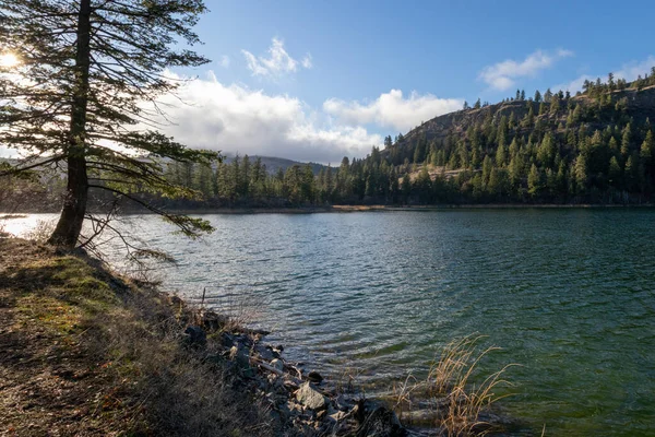 Ein Sonniger Herbsttag Blue Lake Den Bergen South Okanagan Grasslands — Stockfoto