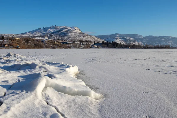 Zimě Zamrzlé Jezero Osoyoos Britské Kolumbii Kanadě — Stock fotografie