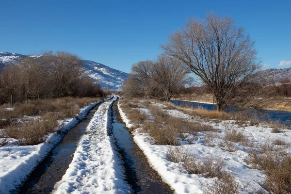 Der Internationale Wander Und Radweg Einem Wintertag Okanagan Valley British — Stockfoto