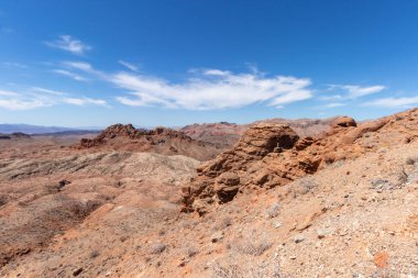 Red rock formations at Lake Mead Recreation Area in Nevada, United States on a sunny spring day