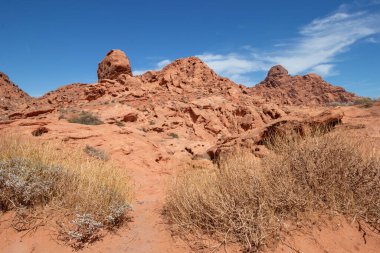Red Aztec Sandstone at Valley of Fire State Park on a sunny day in Nevada, United States