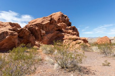 Red sandstone rock in the desert in Nevada at Lake Mead Recreation Area