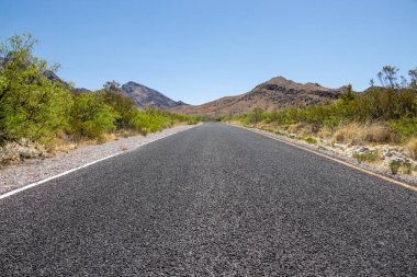 desert road to Dripping Springs Natural Area in Las Cruces, New Mexico