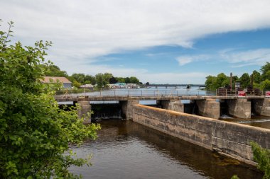 An old concrete dam in Fenelon Falls, Ontario, Canada