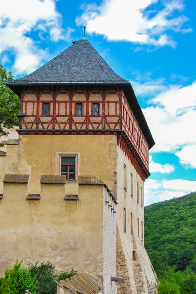 Karlstejn castle on green hill, Prague — Stock Photo, Image