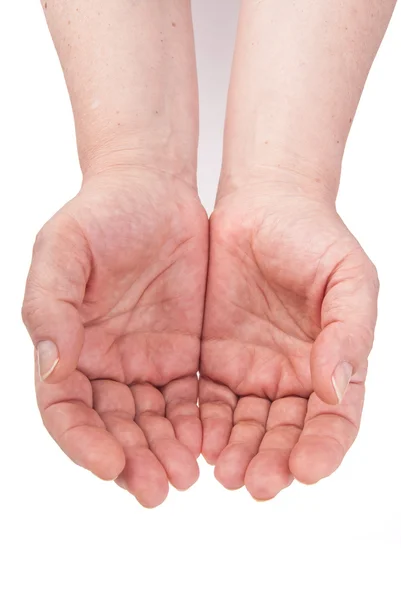 Két kéz elszigetelt fehér — Stock Fotó