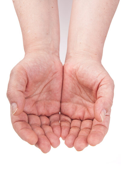 two hands isolated on white