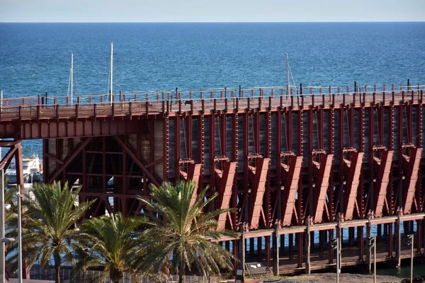 Dettagli Della Struttura Acciaio Del Vecchio Pontile Minerario Nel Porto — Foto Stock