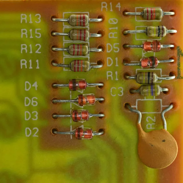 Detalhe Dos Componentes Circuito Eletrônico — Fotografia de Stock