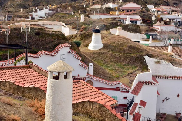 Vista Del Barrio Las Cuevas Guadix Granada España — Foto de Stock