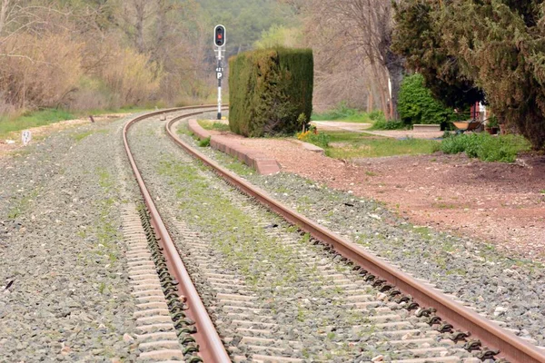 Järnvägsspår Tidigt Våren — Stockfoto