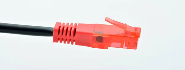 Red Adsl Connector Cable Isolated White — Photo