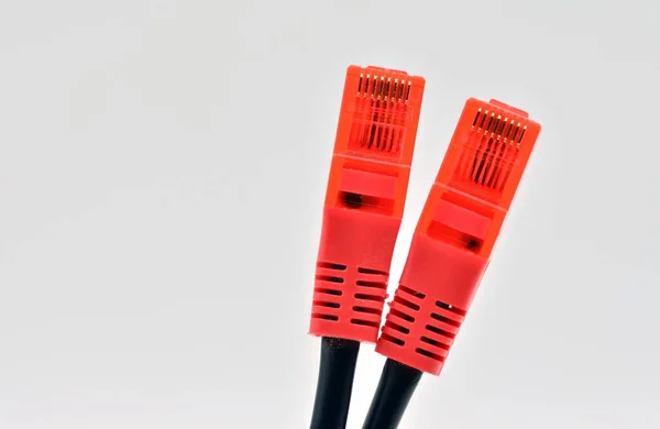 Red Adsl Connector Cable Isolated White — Stockfoto