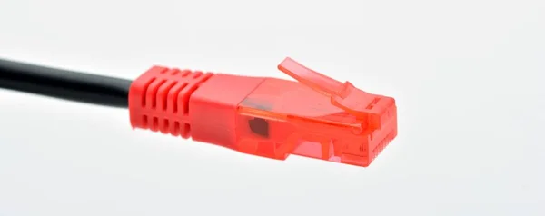 Red Adsl Connector Cable Isolated White — Stock Photo, Image