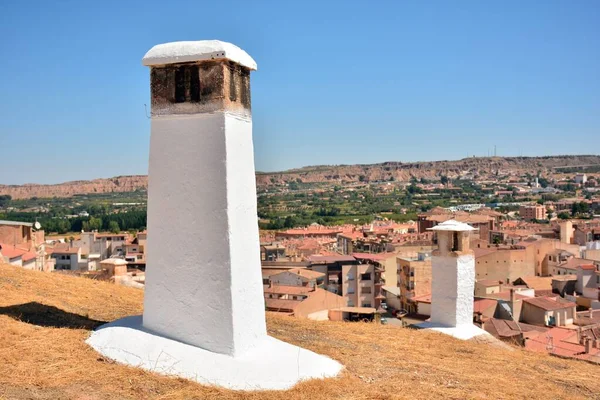 Traditional Chimneys Cave Houses Guadix Region Granada Spain — ストック写真