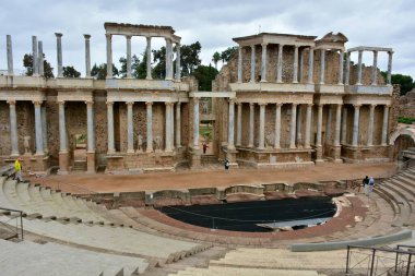 İspanya 'nın Merida kentindeki Roma tiyatrosunun manzarası