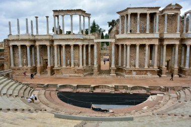 İspanya 'nın Merida kentindeki Roma tiyatrosunun manzarası