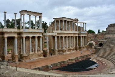 İspanya 'nın Merida kentindeki Roma tiyatrosunun manzarası