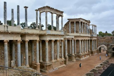 İspanya 'nın Merida kentindeki Roma tiyatrosunun manzarası