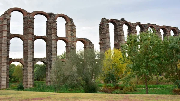 Kvarlevor Den Romerska Akvedukten Los Milagros Mrida Extremadura Spanien — Stockfoto