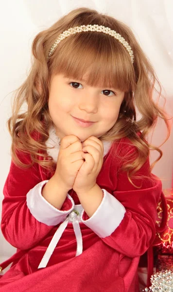 Bedårande jul liten flicka Stockbild