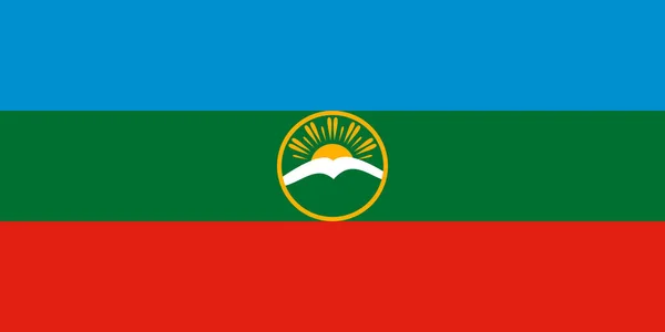 Bandeira Plana Grande Oficial Karachay Cherkessia Horizontal — Fotografia de Stock