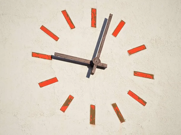 Modern Minimalist Tower Clock Closeup Sunny Day — Stock Photo, Image