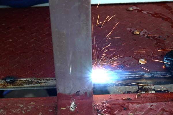 Welding with sparks — Stock Photo, Image