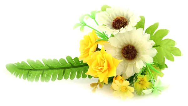 Disposizione di fiori artificiali colorati su sfondo bianco — Foto Stock