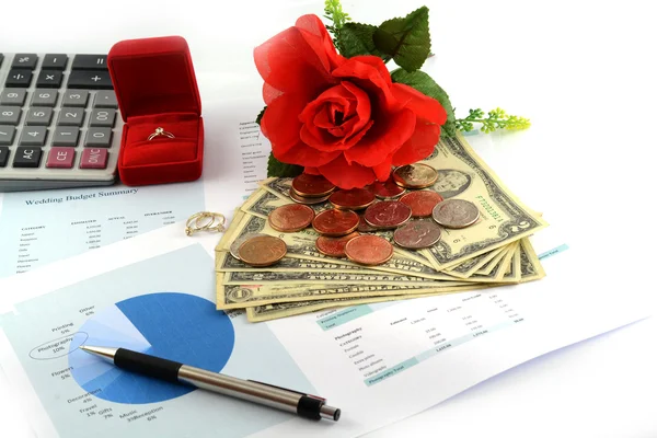 Esküvői költségvetés lap — Stock Fotó