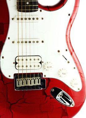 beyaz üzerine eski elektro gitar