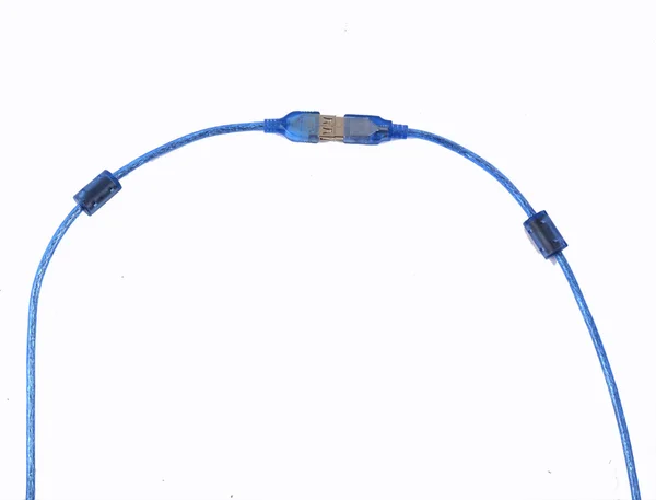孤立的蓝色的 usb 电缆 — 图库照片