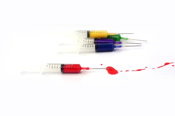 Syringe with blood — Stock Photo, Image