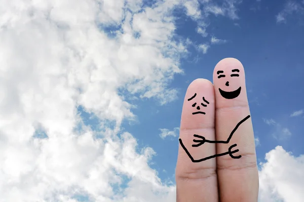 Couple in love painted on fingers — Stock Photo, Image