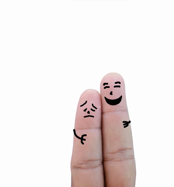 Verliebtes Paar auf Finger gemalt — Stockfoto