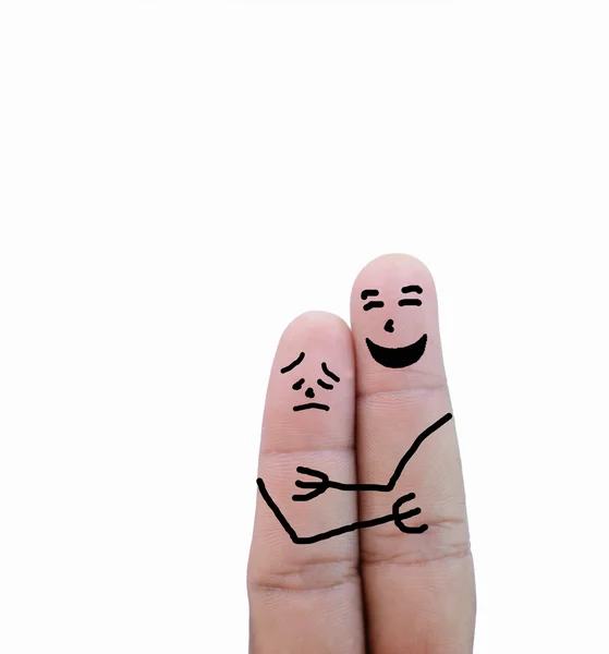 Casal apaixonado pintado em dedos — Fotografia de Stock