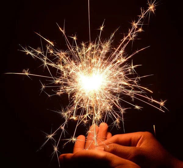 Christmas and newyear party sparkler on black — Stock Photo, Image