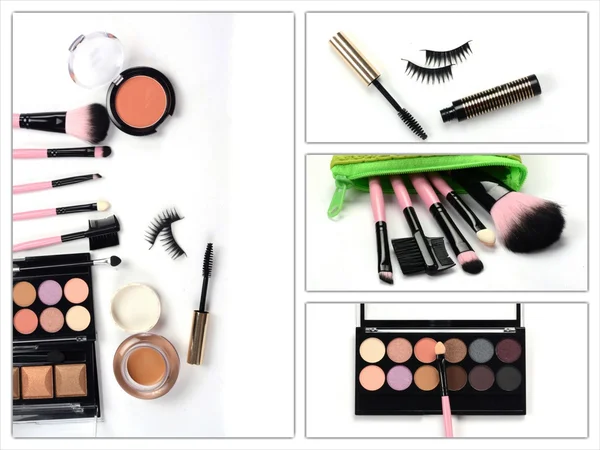 Štětec make-up a kosmetiku — Stock fotografie