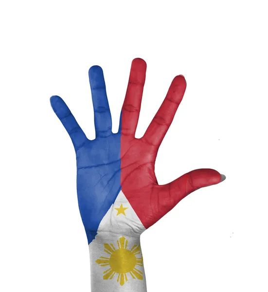 Offene Hand, philippinische Flagge bemalt — Stockfoto