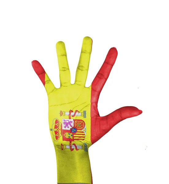 Offene Hand spanische Flagge bemalt — Stockfoto