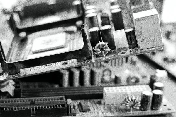 Vieux beaucoup ordinateur de carte mère — Photo