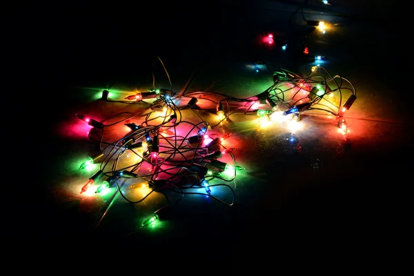 Kerstverlichting in de nacht — Stockfoto