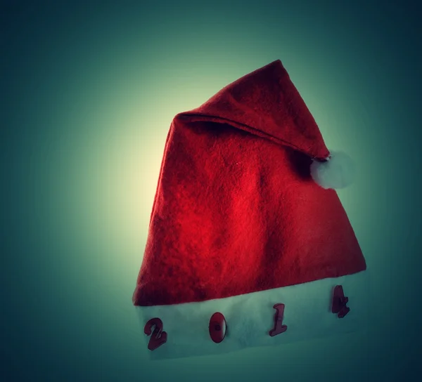 Weihnachtsmann Hut 2014 isoliert auf weißem Hintergrund — Stockfoto
